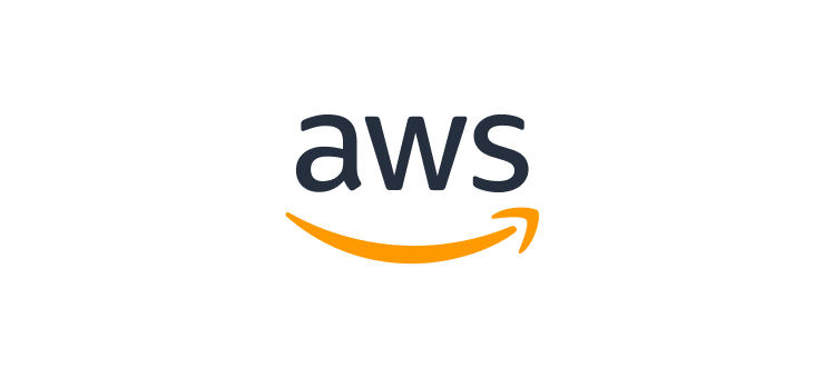 Amazon Web Services (AWS) logo featuring dark text with an orange curved arrow smile beneath it.