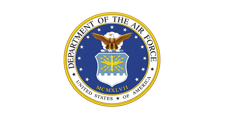 Official seal of the Department of the Air Force, United States of America, featuring an eagle, shield, and MCMXLVII.