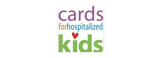 Cards for Hospitalized Kids logo featuring colorful text in purple, orange, blue, and green with a small red heart accent.