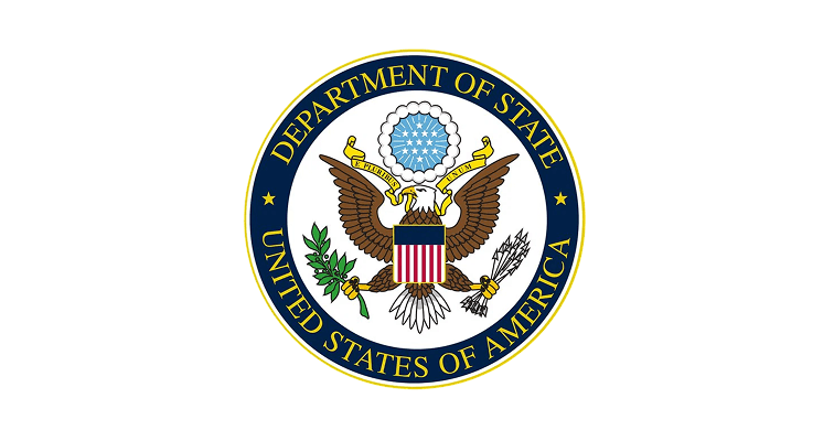 Official seal of the U.S. Department of State featuring a bald eagle holding an olive branch and arrows.