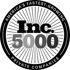 Inc. 5000 badge recognizing America's fastest-growing private companies, featuring bold text in a circular black and white
