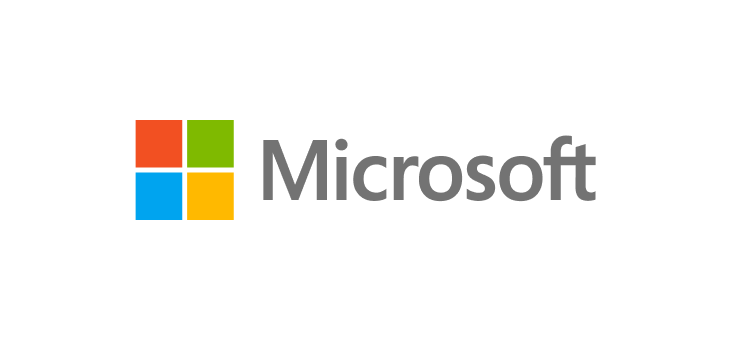 Microsoft logo featuring a four-colored square icon in red, green, blue, and yellow beside gray "Microsoft" text.