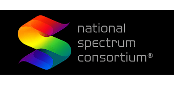 A multicolored S-shaped logo in rainbow gradients beside the text "national spectrum consortium®" on a black background.