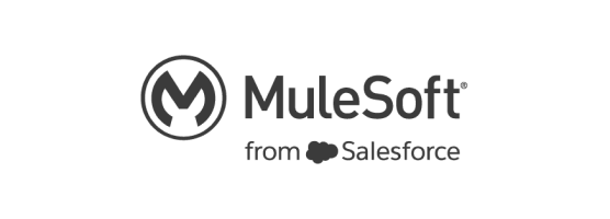 MuleSoft from Salesforce logo featuring a circular mule head icon alongside the company name in dark gray text.