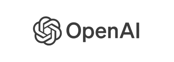 OpenAI logo featuring a stylized knot symbol alongside the company name in dark gray text on a white background.