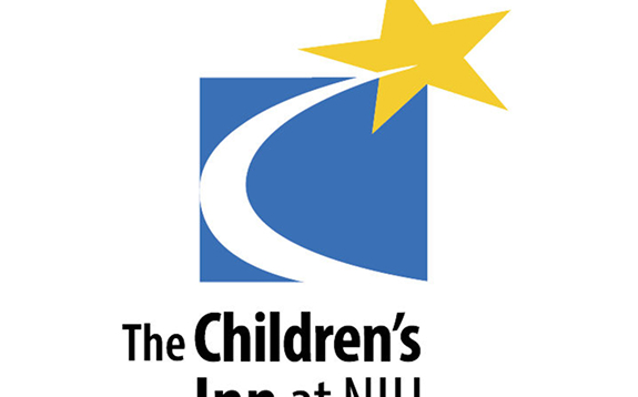 The Children's Inn at NIH logo featuring a blue square with a white swoosh and a gold shooting star above the text.