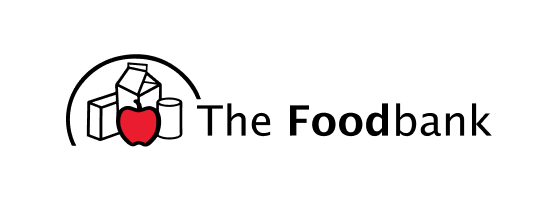 Credence The Foodbank logo featuring grocery items including milk cartons and a red apple beneath a curved arc.