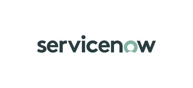 ServiceNow logo in dark text with a stylized green speech bubble forming the second "o" on a white background.